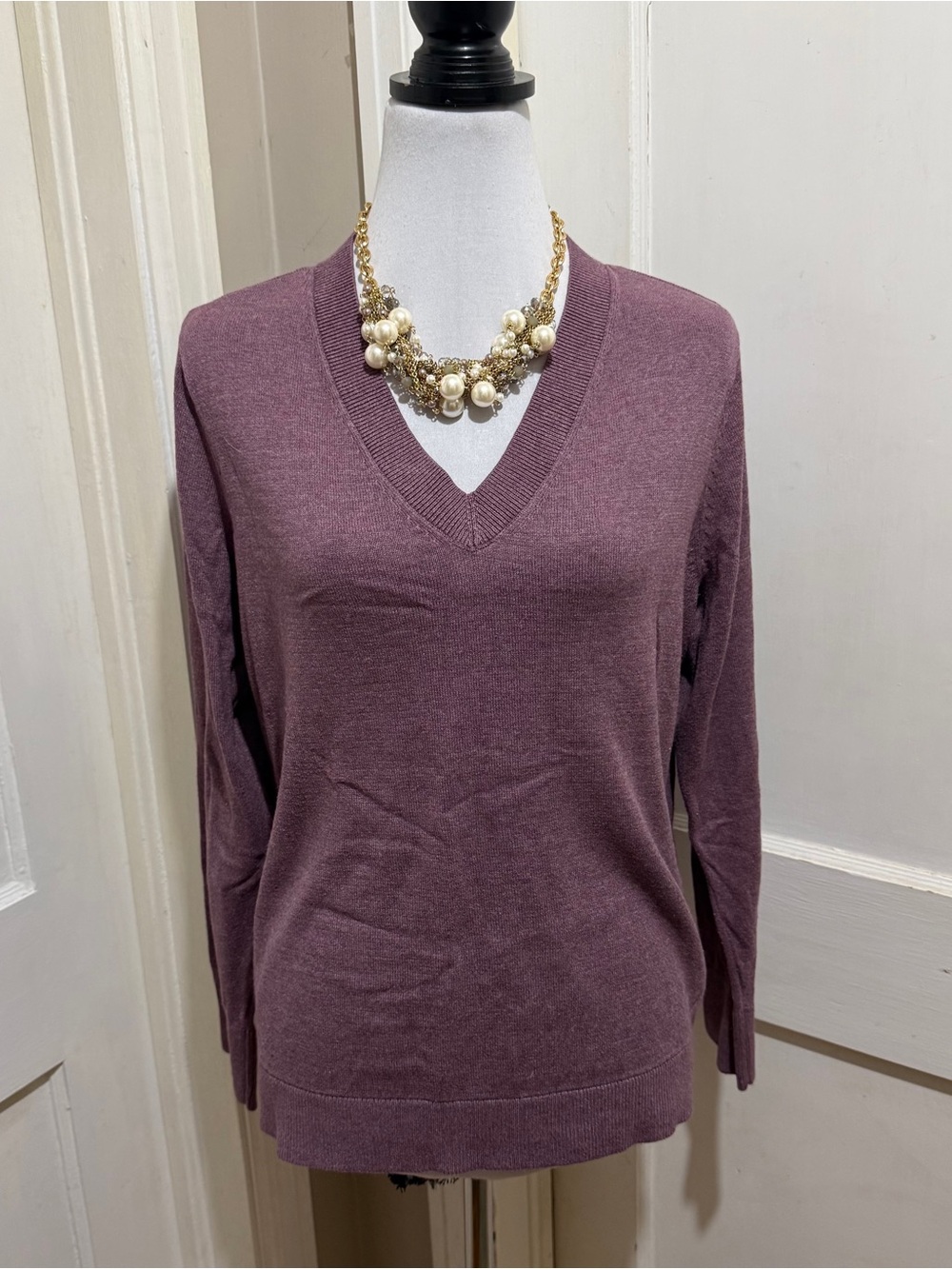 J. Jill V-Neck Sweater in Plum